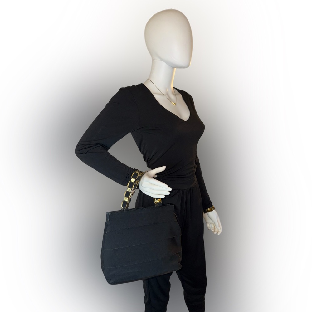 Salvatore Ferragamo Black Handbag w/ Gold Chain
